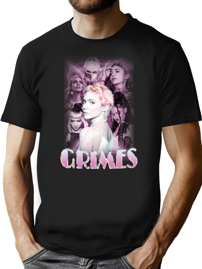Grimes Vintage Bootleg Shirt Bootleg Graphic T-Shirt - Black