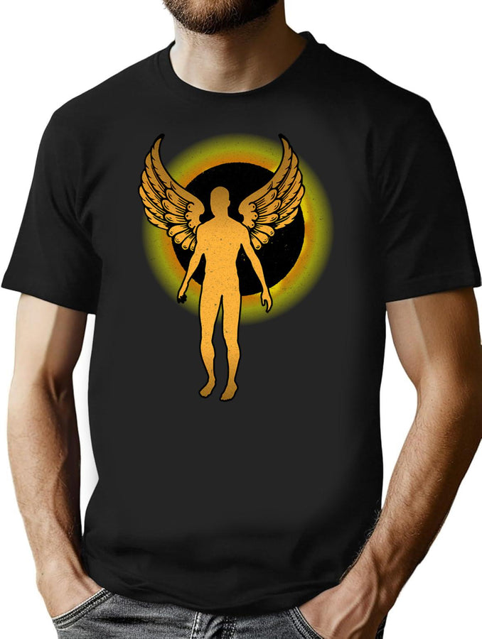 Grunge Apocalyptic Angel Bootleg Graphic T-Shirt - Black