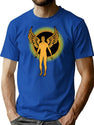 Grunge Apocalyptic Angel Bootleg Graphic T-Shirt - Blue
