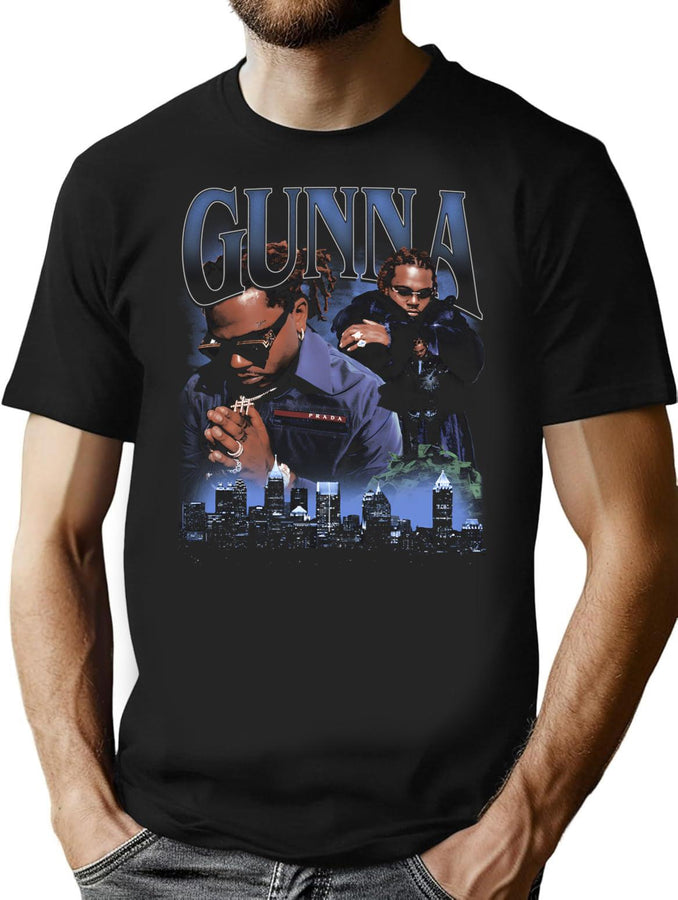 Gunna Wunna 90S Bootleg Tee Bootleg Graphic T-Shirt - Black