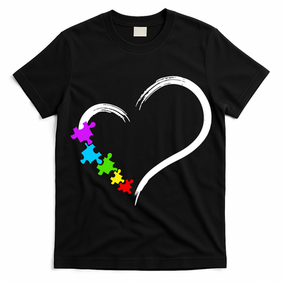 Heart Autism Awareness Love Puzzle Simple Idea Autism Family T-Shirt