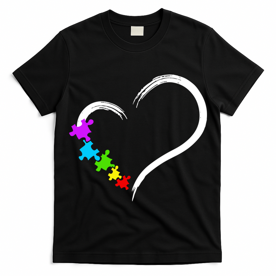Heart Autism Awareness Love Puzzle Simple Idea Autism Family T-Shirt