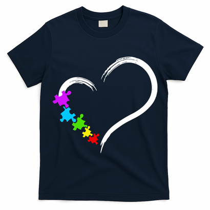 Heart Autism Awareness Love Puzzle Simple Idea Autism Family T-Shirt