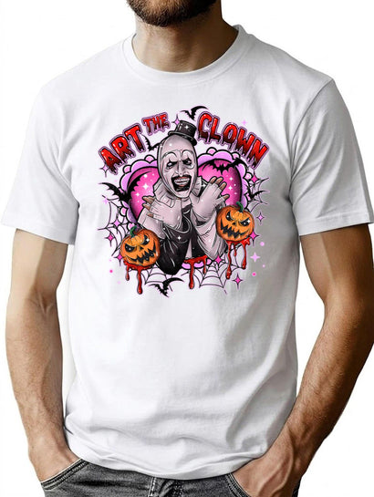 Halloween Art The Clown Pumpkin T-Shirt for Men & Women, T-Shirts Graphic Tee - Black