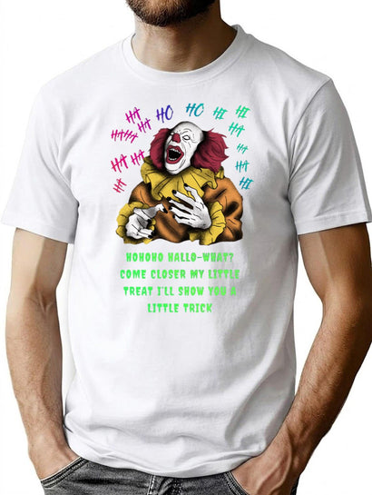 Halloween Clown Cheering With Delight T-Shirt for Men & Women, T-Shirts Graphic Tee - Black