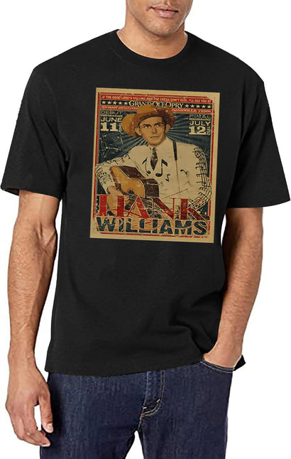 Hank_William Classic Classique T-Shirt for Men & Women, T-Shirts Graphic Tee - Black