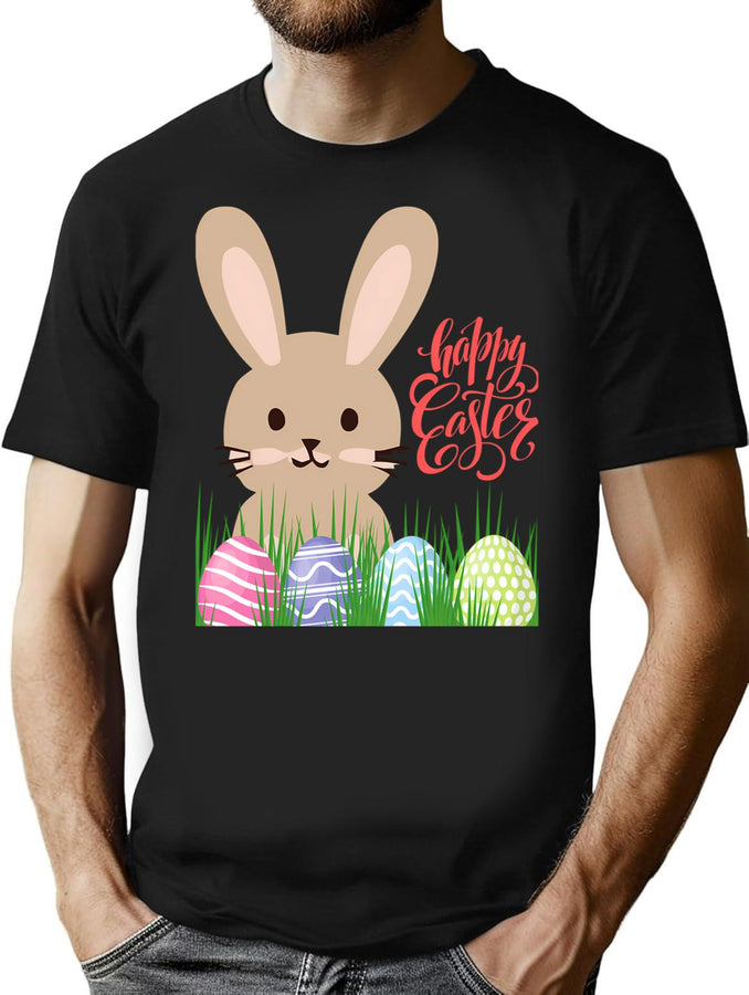 Happy Easter T-Shirt for Men & Women, T-Shirts Graphic Tee - Black