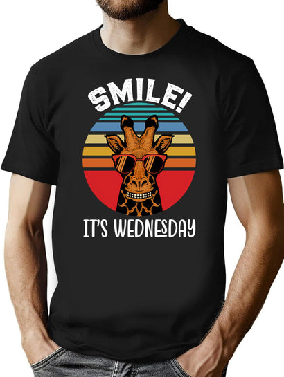 Happy Wednesday Meme Funny Smile It'S Wednesday Vintage T-Shirt for Men & Women, T-Shirts Graphic Tee - Black