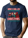 Have A Killer Christmas Horror Movies T-Shirt for Men & Women, T-Shirts Graphic Tee - Navy