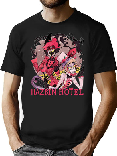 Hazbin Hotel Alastor and Lucifer Classic T-Shirt for Men & Women, T-Shirts Graphic Tee - Black