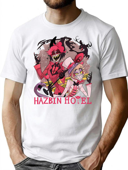Hazbin Hotel Alastor and Lucifer Classic T-Shirt for Men & Women, T-Shirts Graphic Tee - Black