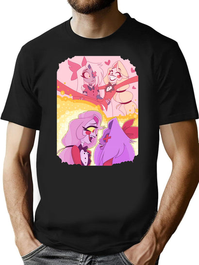 Hazbin Hotel - Vaggie And Charlie Painting T-Shirt for Men & Women, T-Shirts Graphic Tee - Black