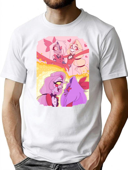 Hazbin Hotel - Vaggie And Charlie Painting T-Shirt for Men & Women, T-Shirts Graphic Tee - Black