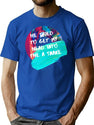 He Tried - Surreal _Quot_Engrish_Quot_ Bad Translation Error With Glitch Art Bootleg Graphic T-Shirt - Blue