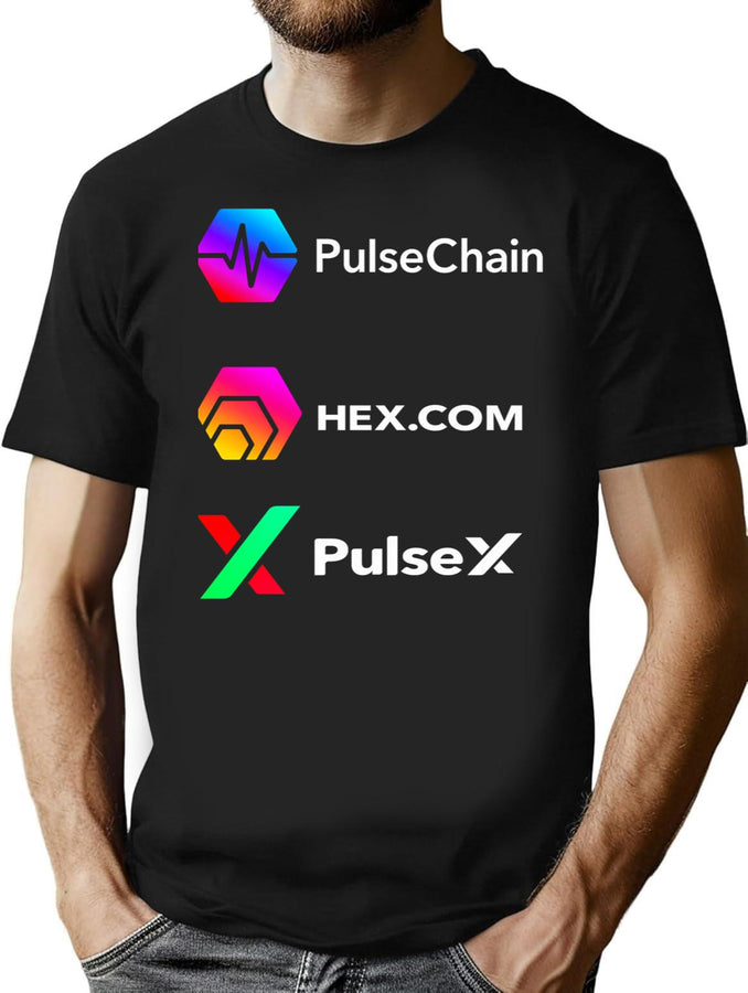 Hex Pulsechain Pulsex Plsx Crypto Logo Hex Pulsechain T-Shirt for Men & Women, T-Shirts Graphic Tee - Black