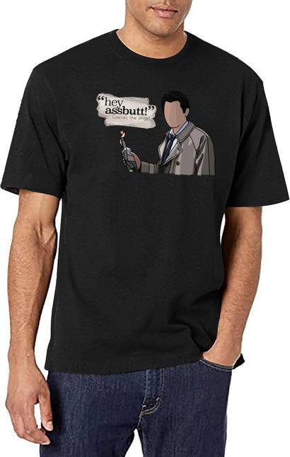 Hey Assbutt - Castiel Black T-Shirt - Black