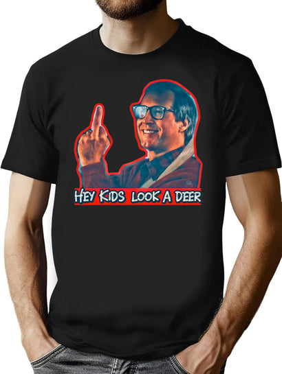 Hey Kids Look A Deer Christmas Vacation T-Shirt for Men & Women, T-Shirts Graphic Tee - Black