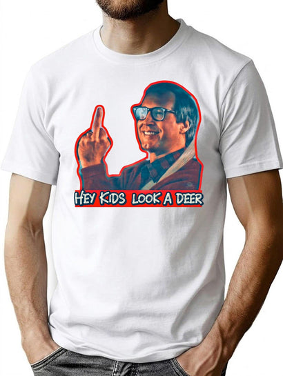 Hey Kids Look A Deer Christmas Vacation T-Shirt for Men & Women, T-Shirts Graphic Tee - Black