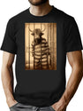 Highland Cow In Jail In A Striped Prison Suit Funny Vintage T-Shirt for Men & Women, T-Shirts Graphic Tee - Black