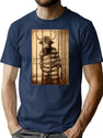 Highland Cow In Jail In A Striped Prison Suit Funny Vintage T-Shirt for Men & Women, T-Shirts Graphic Tee - Navy