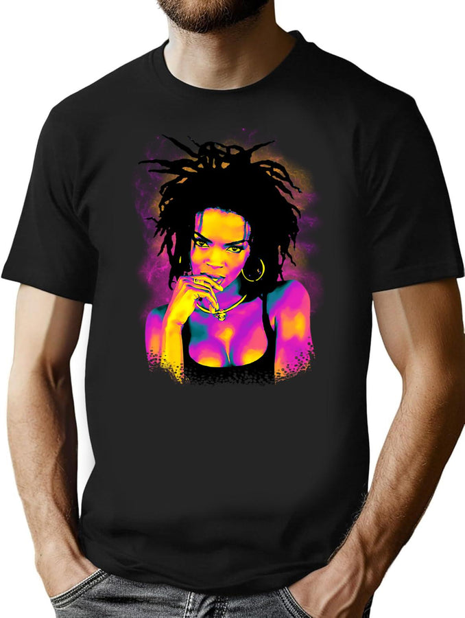 Hill Aurora Colour Bootleg Graphic T-Shirt - Black