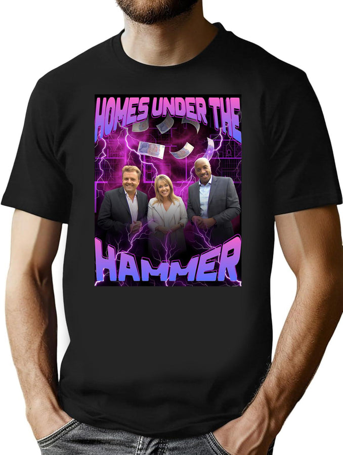 Homes Under The Hammer British Tv Show Bootleg Graphic T-Shirt - Black