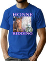 Honse Ridding Bootleg Graphic T-Shirt - Blue
