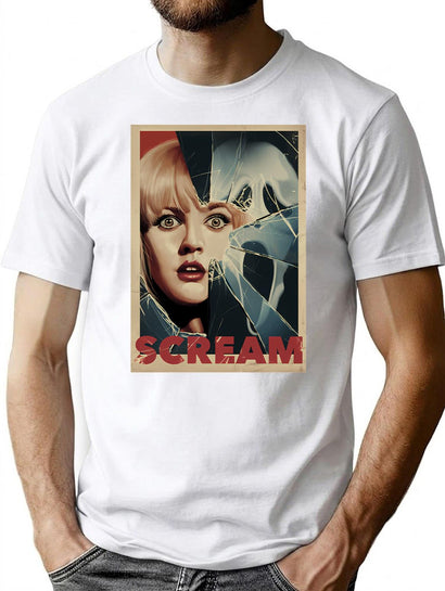 Horror Scream Post T-Shirt for Men & Women, T-Shirts Graphic Tee - Black