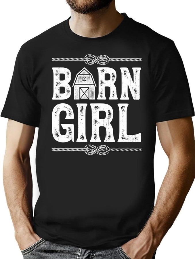 Horse Barn Girl T Shirt I Love My Horses Racing Riding Gifts T-Shirt for Men & Women, T-Shirts Graphic Tee - Black