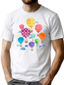 Hot Air Balloon Night T-Shirt for Men & Women, T-Shirts Graphic Tee - White