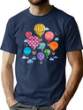 Hot Air Balloon Night T-Shirt for Men & Women, T-Shirts Graphic Tee - Navy