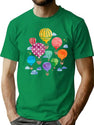 Hot Air Balloon Night T-Shirt for Men & Women, T-Shirts Graphic Tee - Green