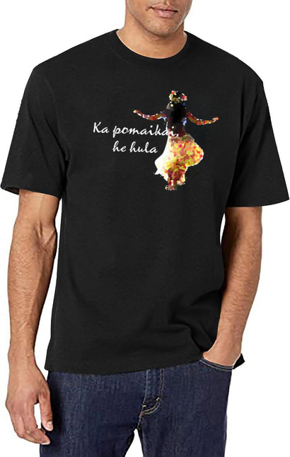 Hula Dancer Hawaiian Language Happiness Is Hula T-Shirt for Men & Women, T-Shirts Graphic Tee - Black