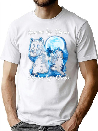 Human By Chance Alpha By Choice  Alpha Wolf Shirt Alpha Male Meme T Shirt Funny For Men And Women Premium Heavyweight Cotton T-Shirt - Black