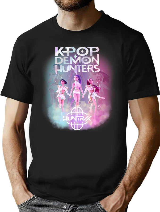 Huntrx Kpop Demon Hunter T-Shirt for Men & Women, T-Shirts Graphic Tee - Black