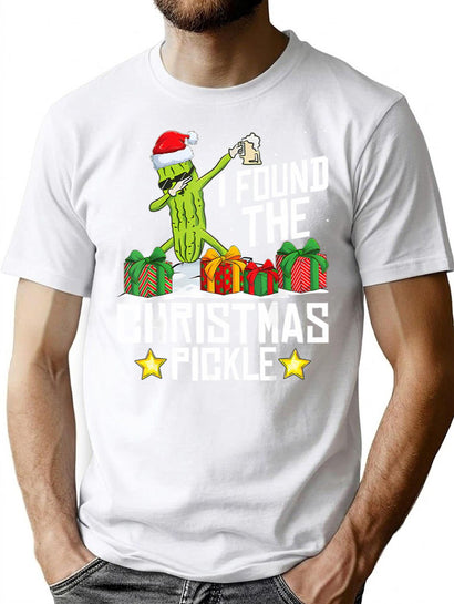 I Found The Christmas Pickle Funny Pickle Dabbing Dill T-Shirt for Men & Women, T-Shirts Graphic Tee - Black