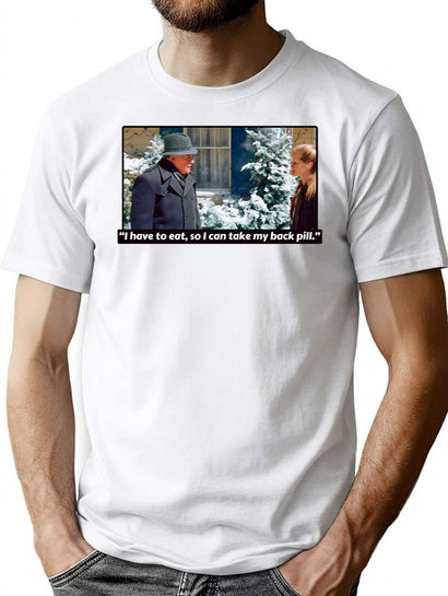 I Have To Eat So I Can Take My Back Pill Christmas Vacation Premium Heavyweight Cotton T-Shirt - Black