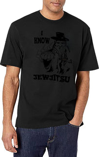 I Know Jew Jitsu Funny Gift Jews Rabbi Black T-Shirt - Black