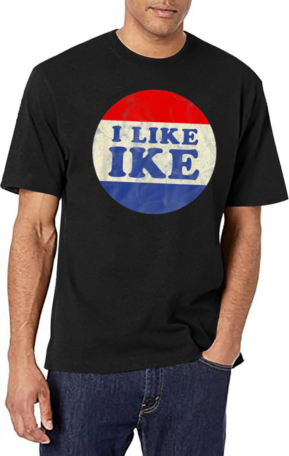 I Like Ike Political Button Vintage Distressed T-Shirt for Men & Women, T-Shirts Graphic Tee - Black