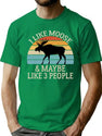 I Like Moose And Maybe Like 3 People Moose Retro Style Vintage T-Shirt for Men & Women, T-Shirts Graphic Tee - Green