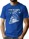 I Like Trains Bootleg Graphic T-Shirt - Blue