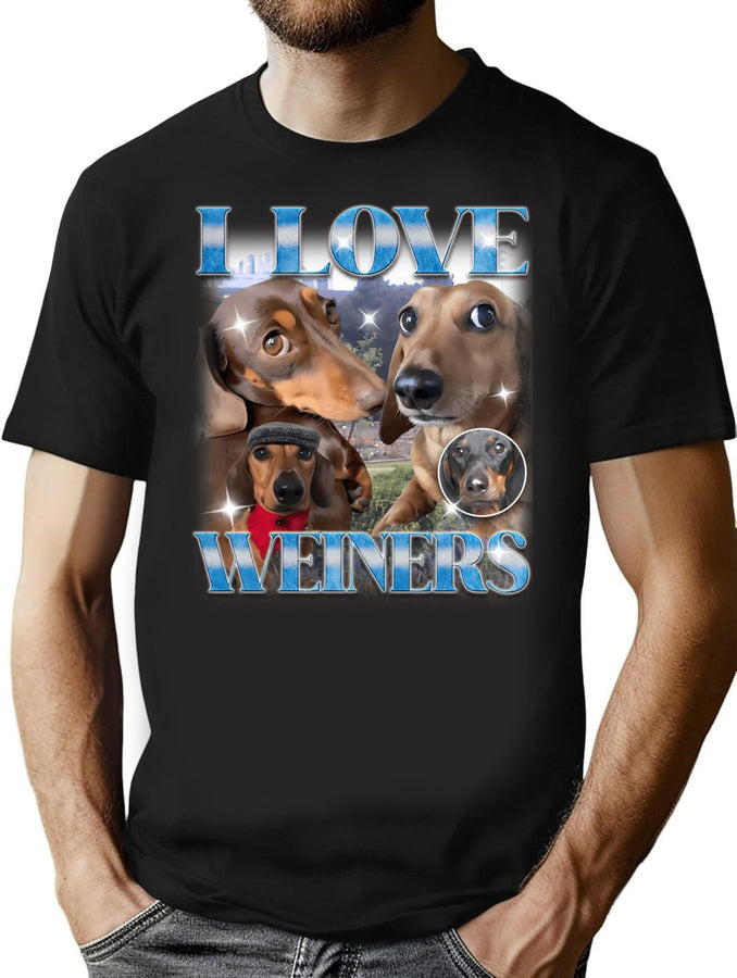 I Love Dachshund 90S Bootleg Style Bootleg Graphic T-Shirt - Black