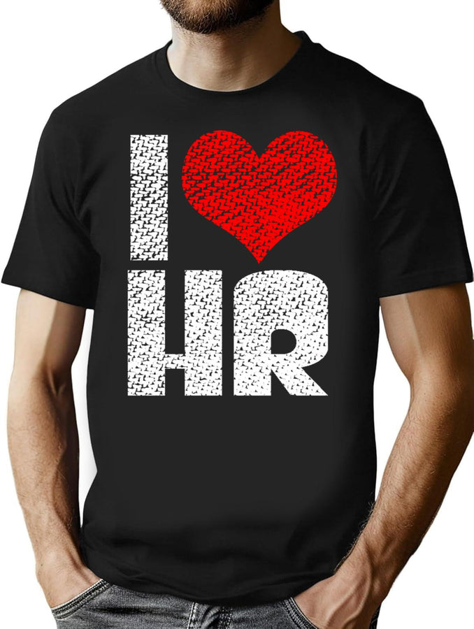 I Love Hr Human Resources Coworker Gift Vintage T-Shirt for Men & Women, T-Shirts Graphic Tee - Black