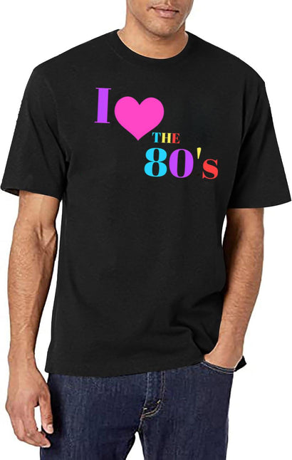 I Love The 80'S T-Shirt for Men & Women, T-Shirts Graphic Tee - Black
