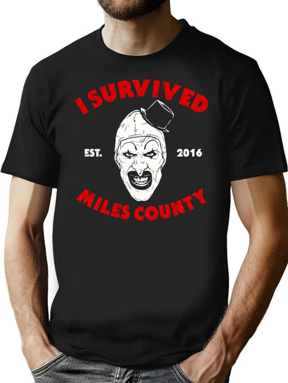 I Survived Miles County T-Shirt for Men & Women, T-Shirts Graphic Tee - Black