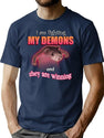 I39M Fighting My Demons And They Are Winning Word Art Meme T-Shirt for Men & Women, T-Shirts Graphic Tee - Navy