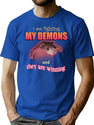 I39M Fighting My Demons And They Are Winning Word Art Meme T-Shirt for Men & Women, T-Shirts Graphic Tee - Blue