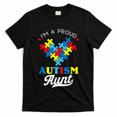 I'm A Proud Autism Aunt Autism Awareness Heart Niece Nephew T-Shirt