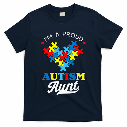 I'm A Proud Autism Aunt Autism Awareness Heart Niece Nephew T-Shirt