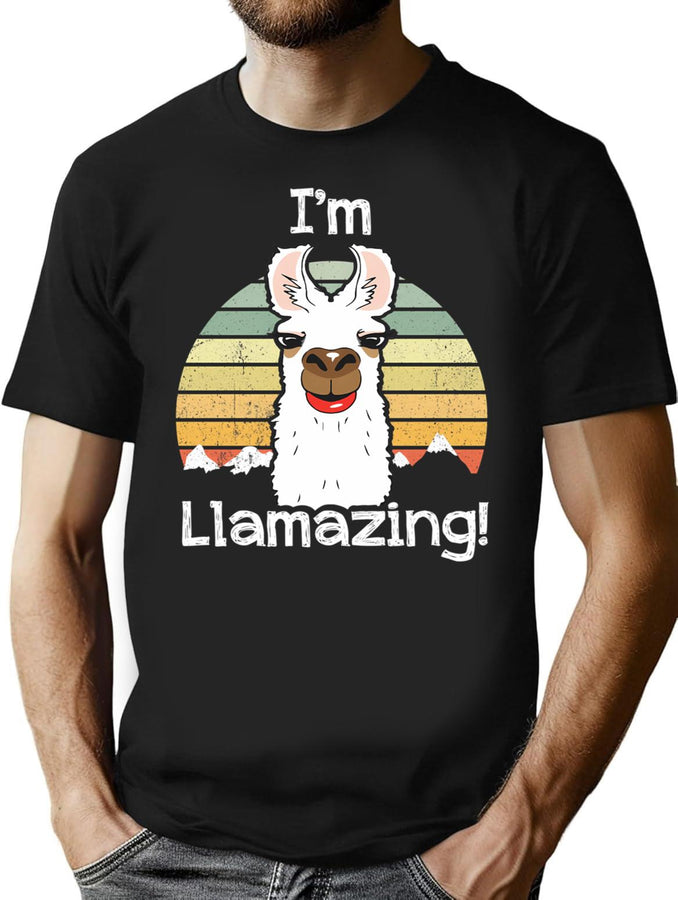 I'M Llamazing T-Shirt for Men & Women, T-Shirts Graphic Tee - Black